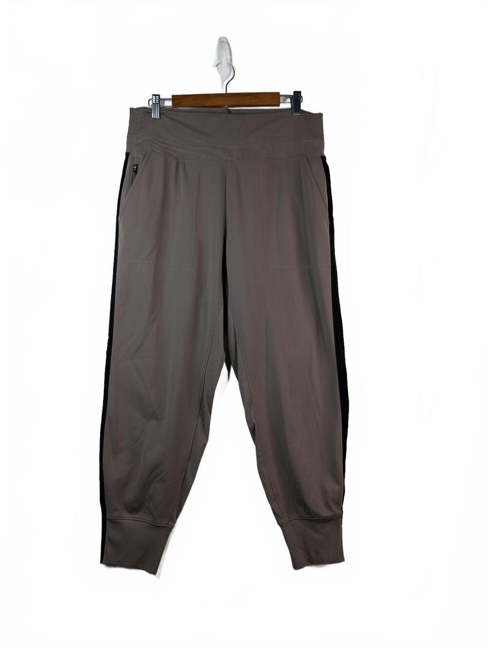 Athleta Venice Velvet Stripe Jogger Pants Size L Taupe